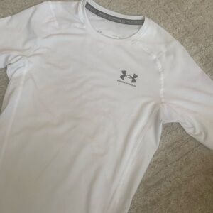 Under Armour MENS Small HeatGear White Compression Tee